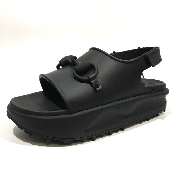 GUCCI HORSEBIT PLATFORM SANDALS -BLACK RUBBER -MEN’S US 9.5 -NEW - Picture 1 of 10
